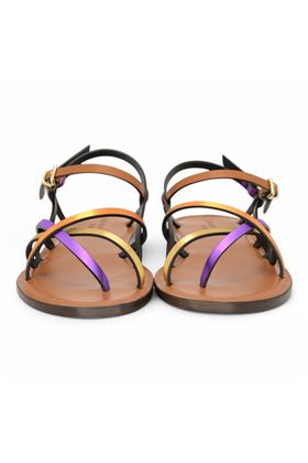 Sandalo donna in cuoio laminato multicolore. DONNARI' | DC04A-CUOIO VIOLA